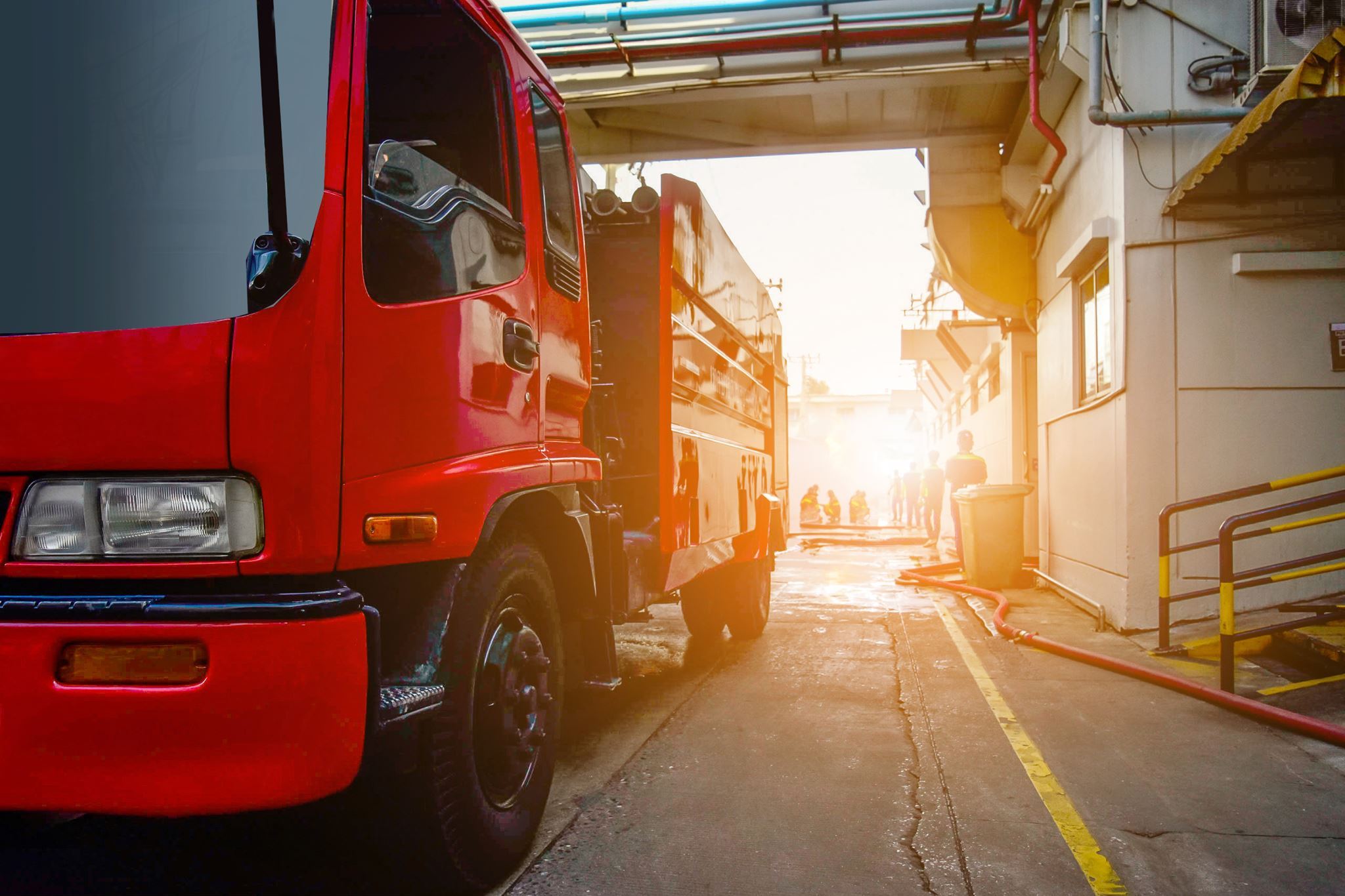 Fire-engine-parked-inside-a-fire-station